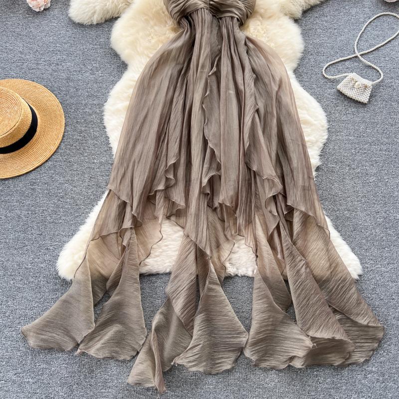 Travel Holiday Style Bandeau Sling Long Dress
