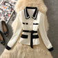 Women's Temperament Contrast Color Lapel Long Sleeve Top