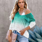 Commuter V-Neck Spray Dye Blouse Knit Top