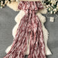 Ruffled Off-shoulder Slim-fit Long Blooming Pleated Wide-leg Pants