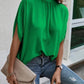 Women's Fashion Floral Print Slit Batwing Sleeve Top