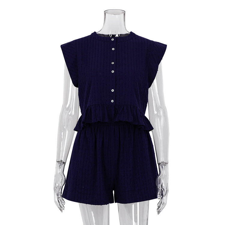 Summer Jacquard Short Sleeve Design Shirt Shorts Suit