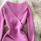 Retro Deep V-neck Knitted Dress