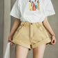 Short en jean taille haute pour femme, taille élastique, revers à la taille, pantalon à jambes larges, short ample, nouvelle version coréenne rétro