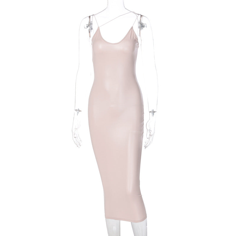 Leather suspender dress