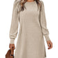 Robe ample décontractée en tricot à manches bouffantes pour femmes, mode européenne et américaine