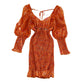 Floral bubble sleeve hip dress