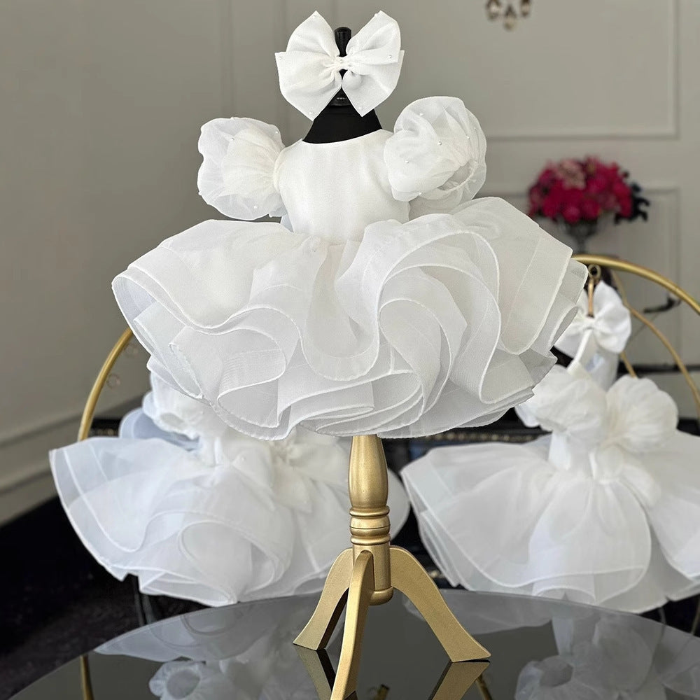 Bubble Sleeve Princess Dress Girls' Chiffon Skirt
