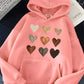 Gradient Heart-shaped Kangaroo Pocket Printed Hoodie