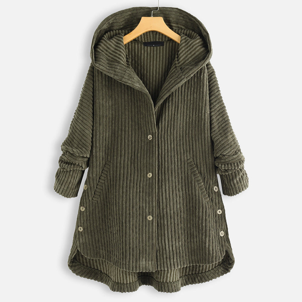 New Style Loose Plus Size Retro Corduroy Coat