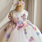 White Girl Flower Design Stage Show Performance Costume