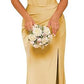 Off-the-shoulder Satin Bridesmaid Corset Ball Gown
