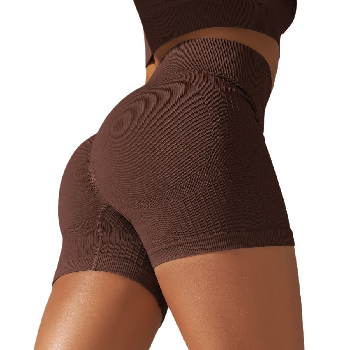Pantalon de yoga tricoté sans coutures, taille haute, rehaussant les hanches