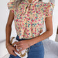 Casual Floral Stringy Selvedge Lace-up Bow Top