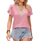 Women's V-neck Lace Short-sleeved Loose Top
