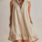 New Stylish Casual Loose Half-Zip Sleeveless Dress With Ruffle Hem