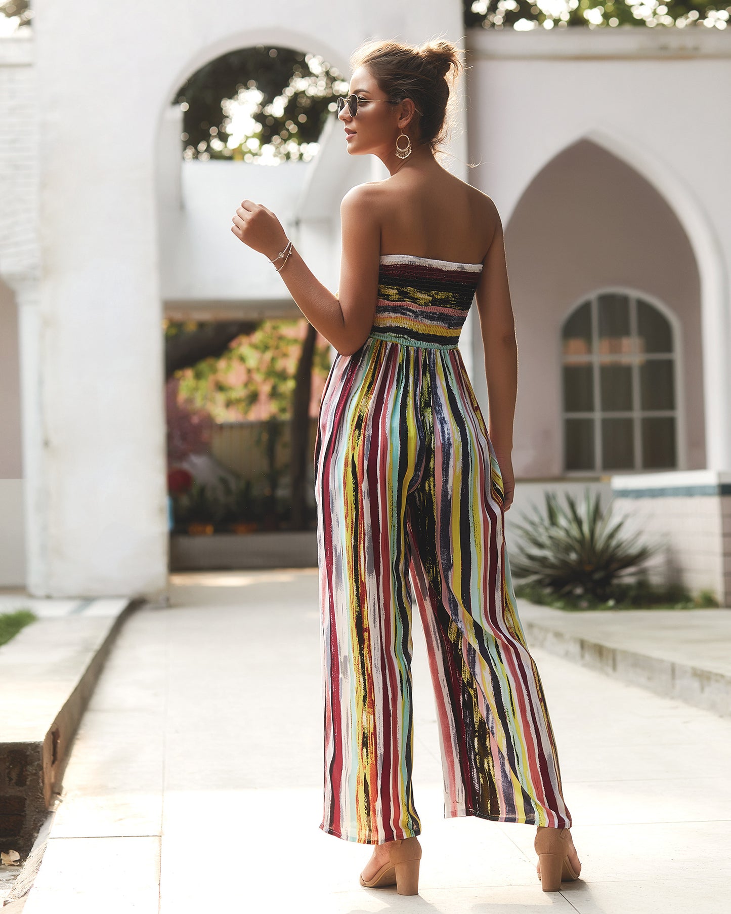 Summer print jumpsuit casual pants