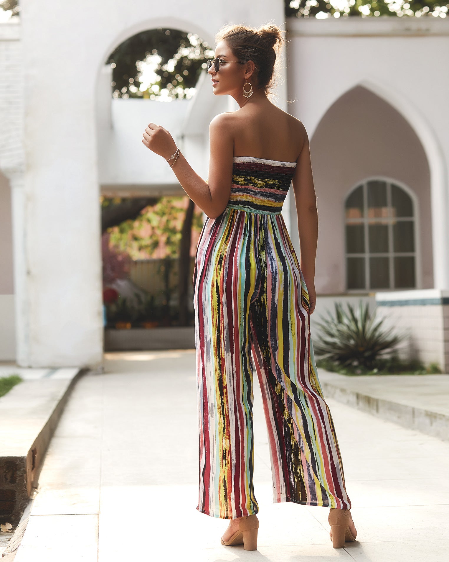 Summer print jumpsuit casual pants