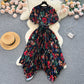 Waist Slimming A- Line Pleated Irregular Dress