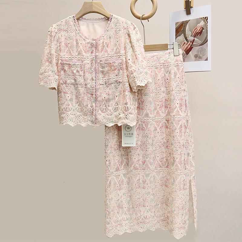 Summer Short Sleeve Skirt Suit