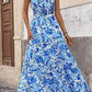 Robe imprimée à col en V et taille élastique pour femme