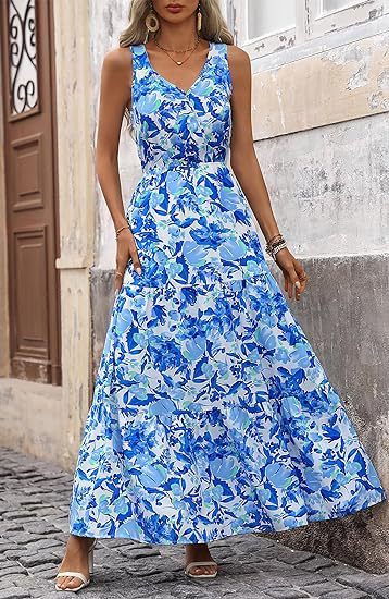 Robe imprimée à col en V et taille élastique pour femme