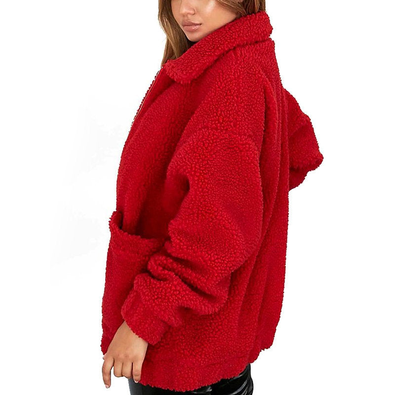 Manteau décontracté pour femme, automne-hiver, nouvelle collection Europe et États-Unis, manteau ample en laine et fourrure