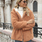 Veste à capuche en peluche de couleur contrastée européenne et américaine pour femme