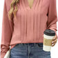 Temperament Commute Long Sleeve Solid Color Sweet Top Women's V-neck Design