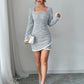 Elegant Plaid-Striped Tailored Long-Sleeve Dress