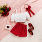 Red Button Shorts Bow Accessory Cute Style