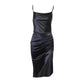 Robe sexy fendue en satin à la mode, tempérament mince européen et américain