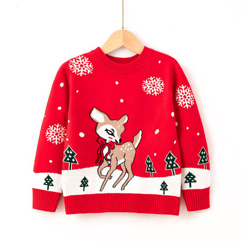 New Autumn And Winter Children's Christmas Snowflake Pullover Sweater
