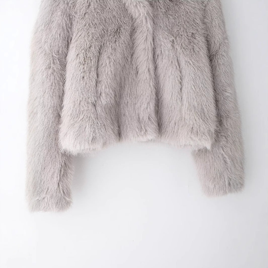 Manteau en fourrure de cuir simple et tendance pour femme