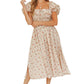 High Waist Slimming Printed Puff Sleeve Long Skirt Women