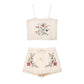 Embroidered Top Casual Shorts Suit
