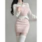 Niche Bandage Dress Sweater Vest Girl Hip Skirt Autumn Suit Women