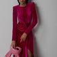 Robe plissée en velours Zou à col rond pour femme, robe moulante fendue