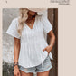 Summer New Women's V-neck Stitching Shirt