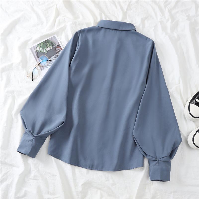 Chemise à manches lanternes, design Sense Niche, haut ample à manches longues et revers
