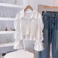 Suspender Shirt Two-piece French Bell Sleeve Short Top For Women