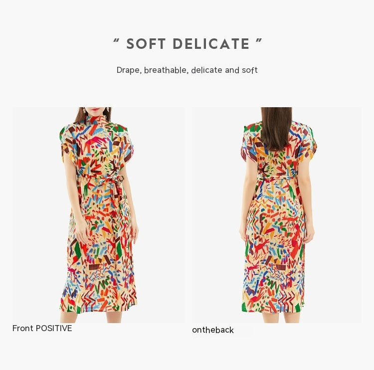 Robe mi-longue slim à imprimé graffiti pour femme