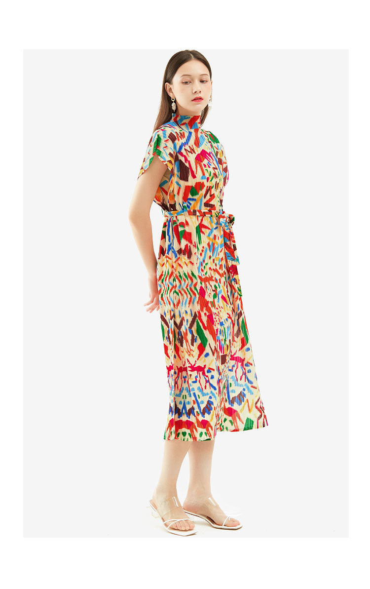 Robe mi-longue slim à imprimé graffiti pour femme