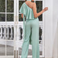 Halter Slim Fit Short Sleeve Off-the-shoulder Irregular Casual Long Straight Jumpsuit