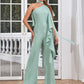 Halter Slim Fit Short Sleeve Off-the-shoulder Irregular Casual Long Straight Jumpsuit