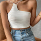 Split Irregular Hollow-out Shoulder Split Top