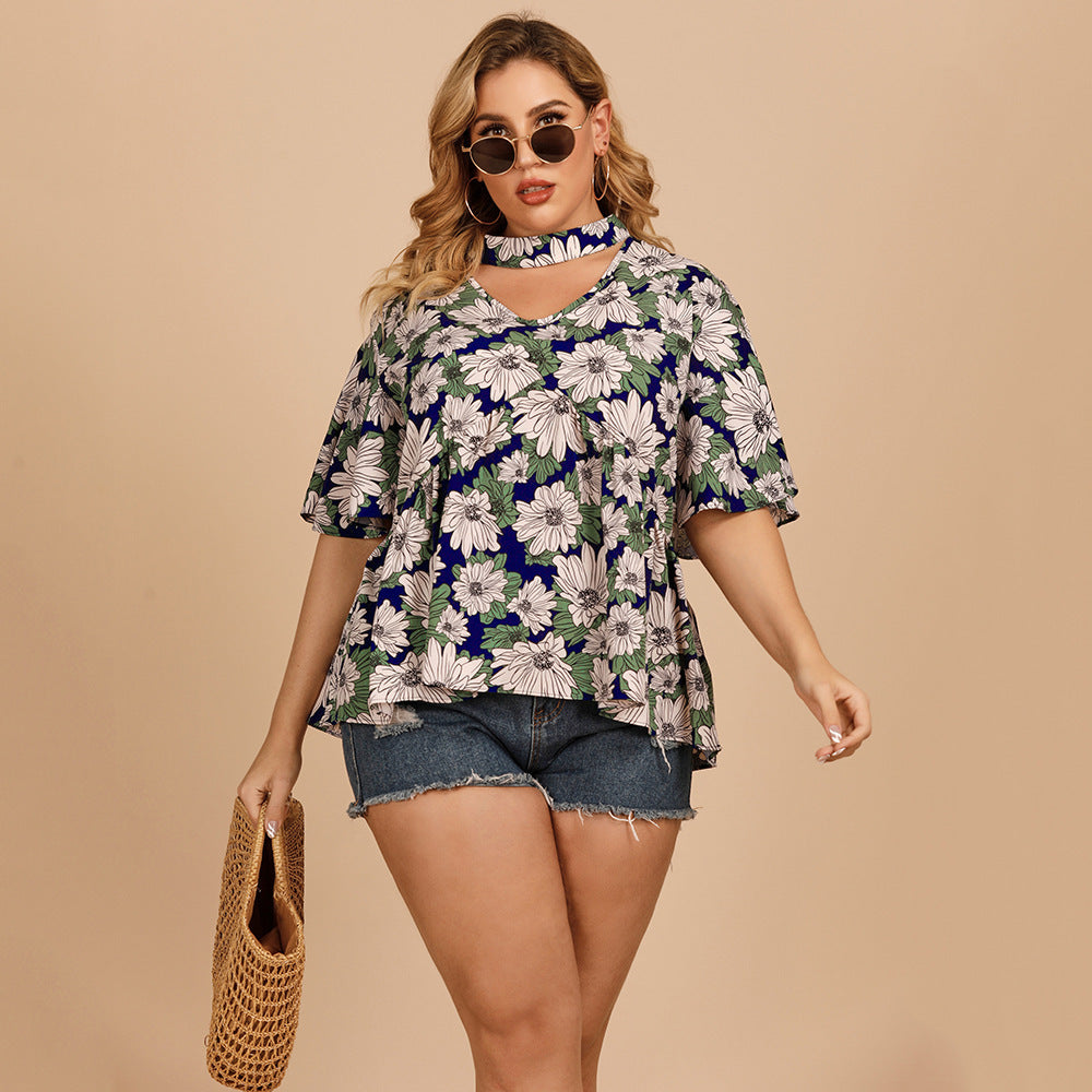 Women's Ruffle Sleeve Floral Shirt