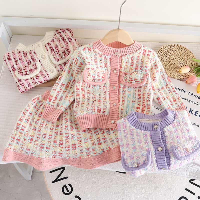 Ensemble de fils à tricoter pour pulls pour enfants, trois couleurs