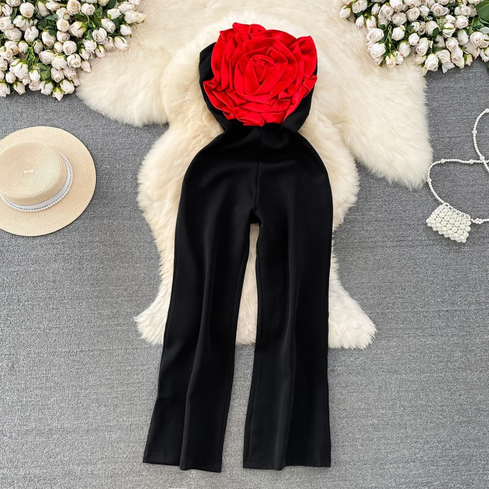 Combinaison droite à jambes larges pour femme