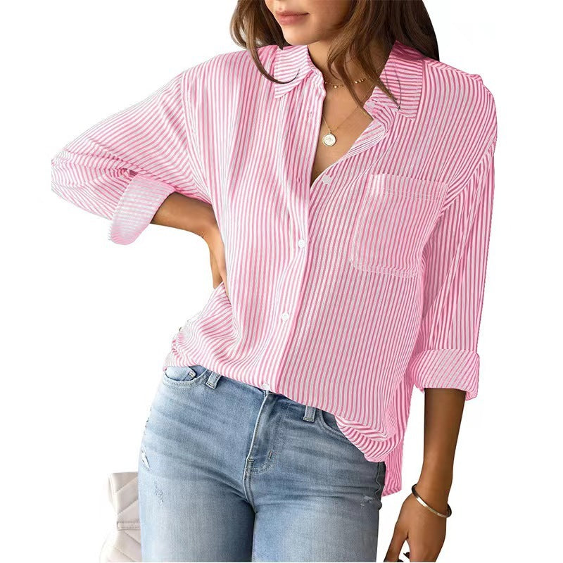 Cardigan ample et décontracté à rayures pour femme